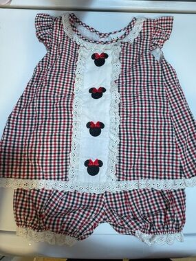 Babeeni Disney Red & Black Gingham Girls Set with Minnie-Inspired design